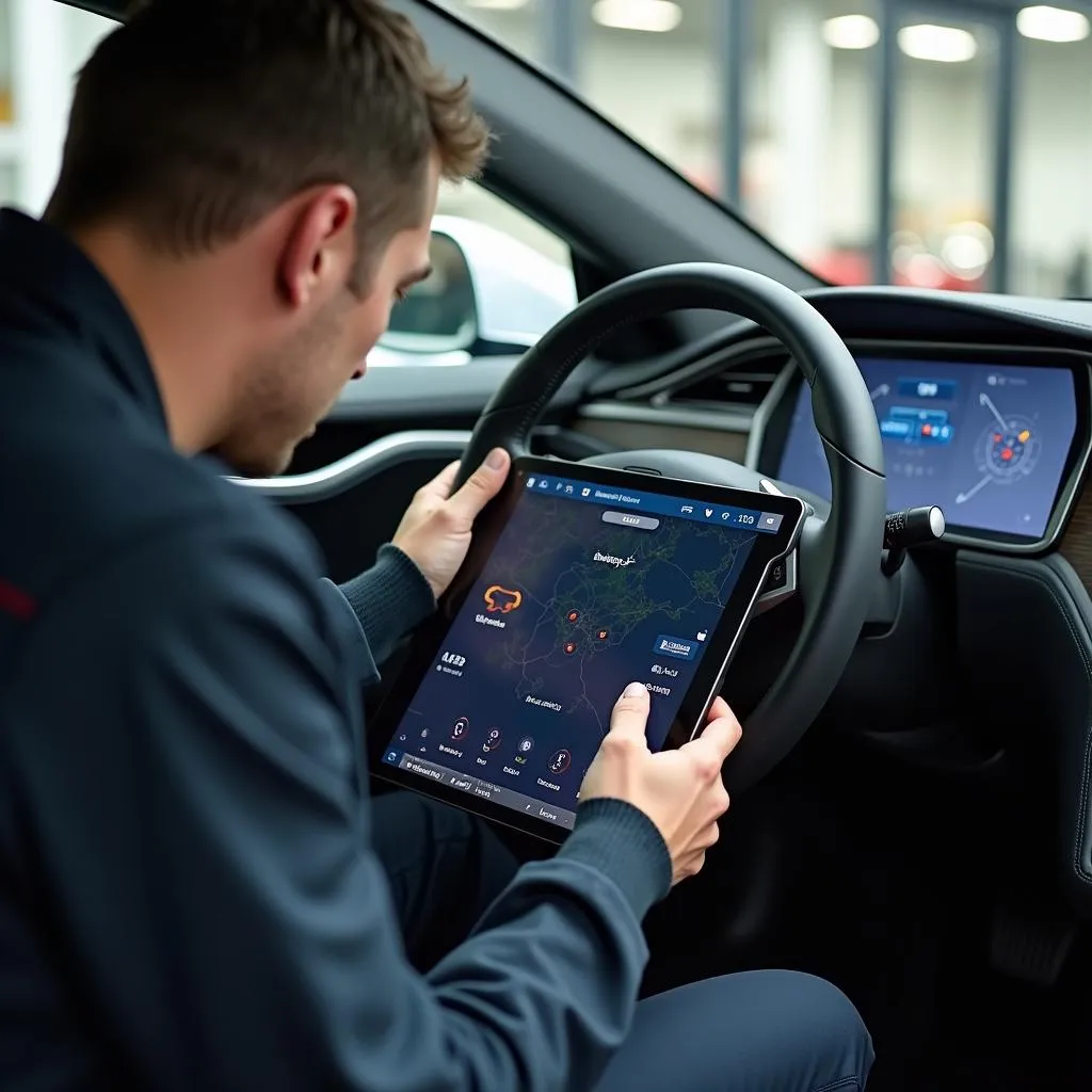 Tesla technician working