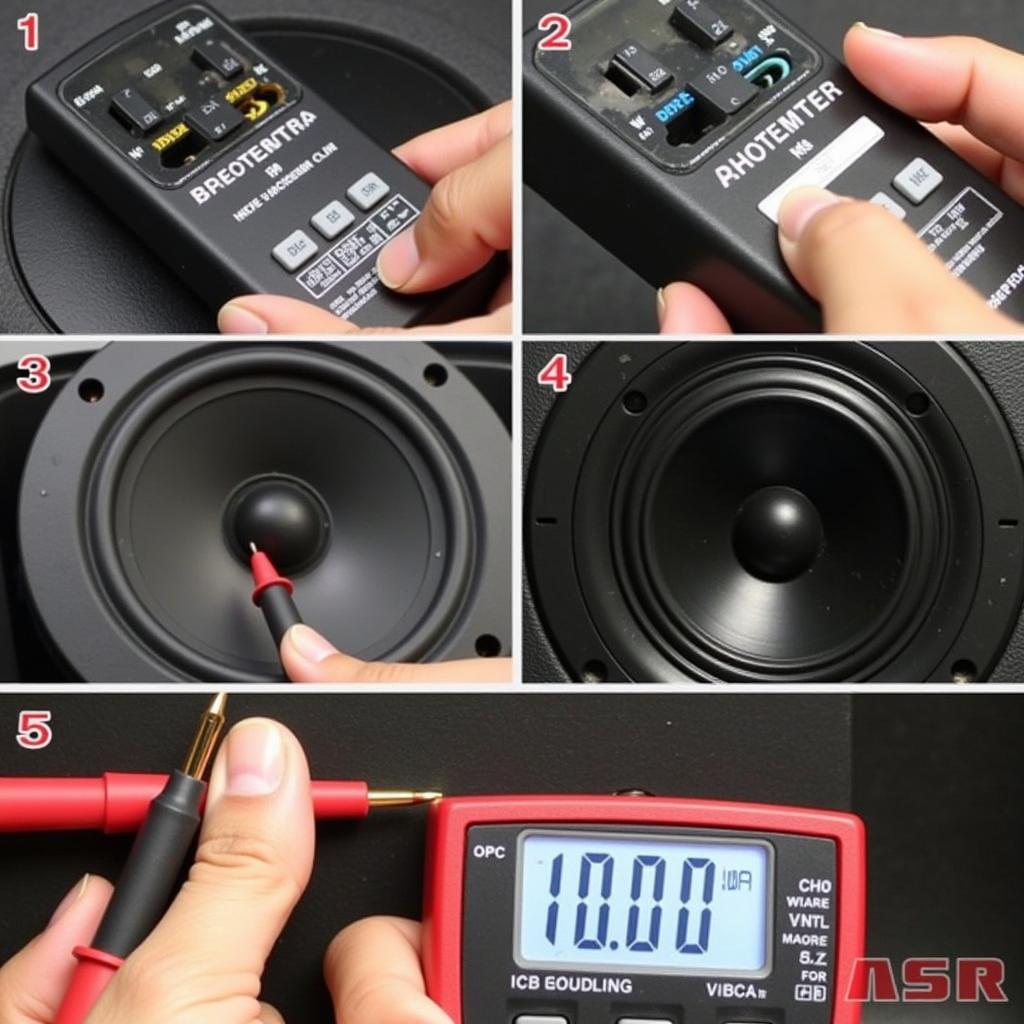 Testing a car speaker with a multimeter to diagnose issues