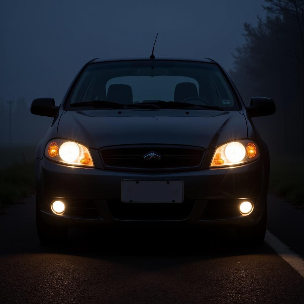 Testing Repaired Fog Lamps on an Alto Car