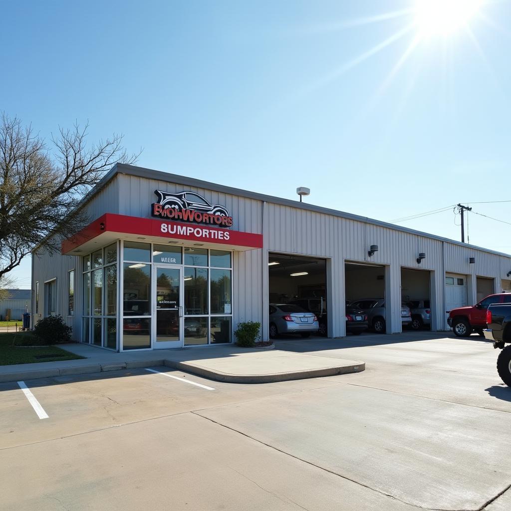 Modern and inviting auto service center exterior in Texas