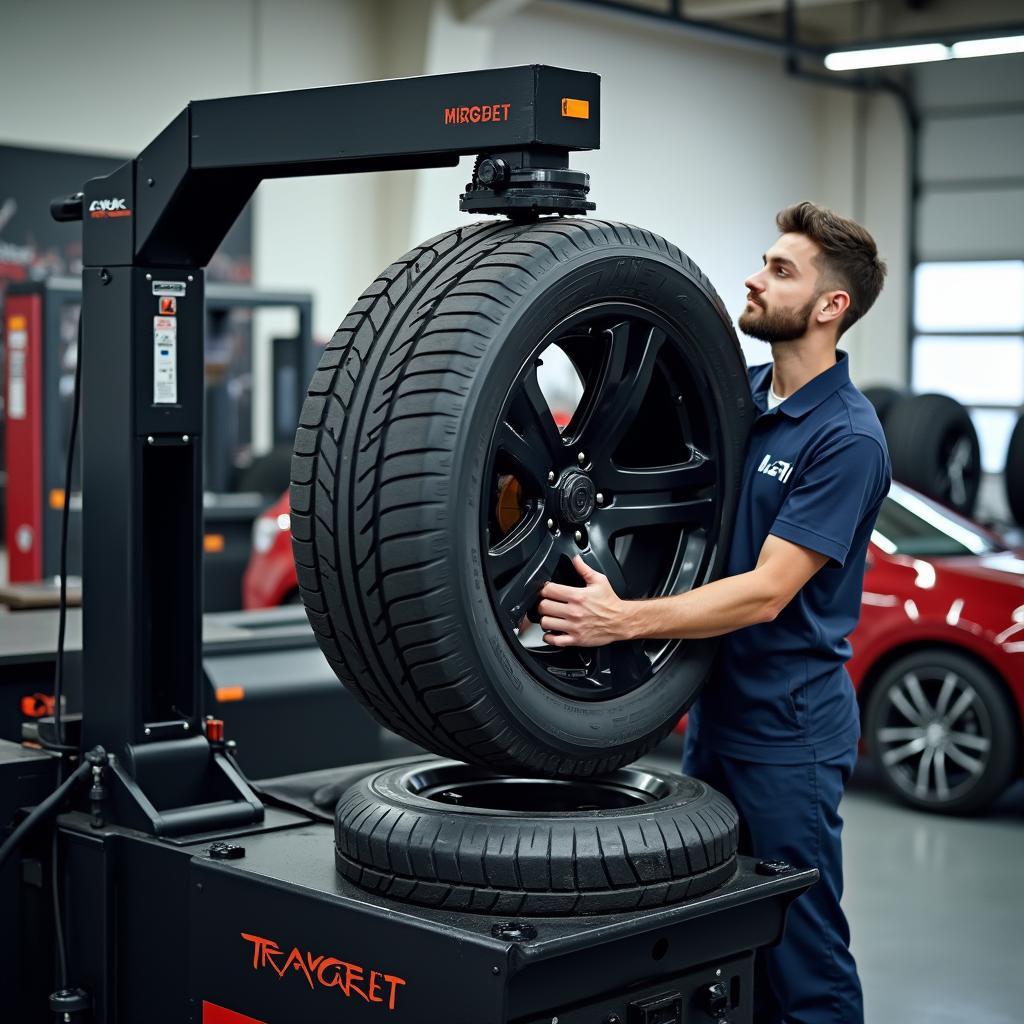 Tire Changer and Balancer in Action