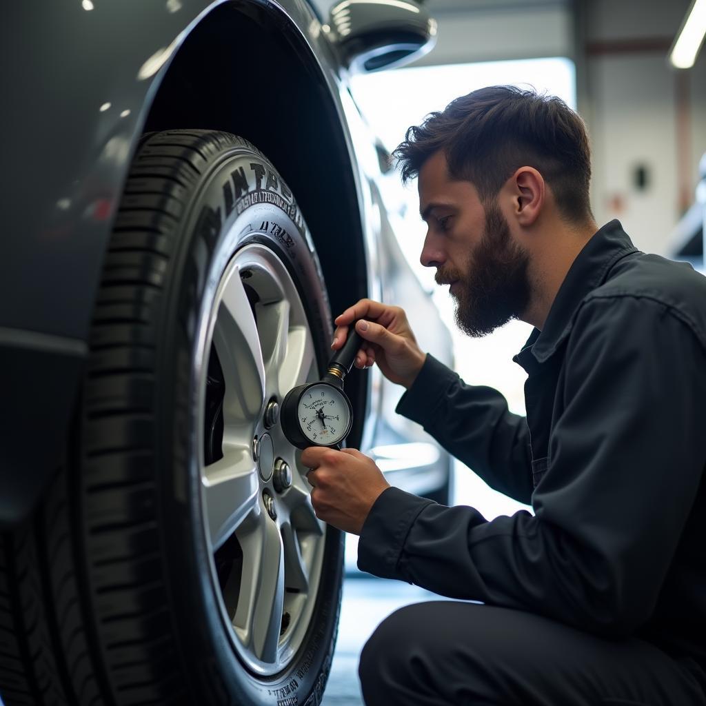 Checking tire pressure