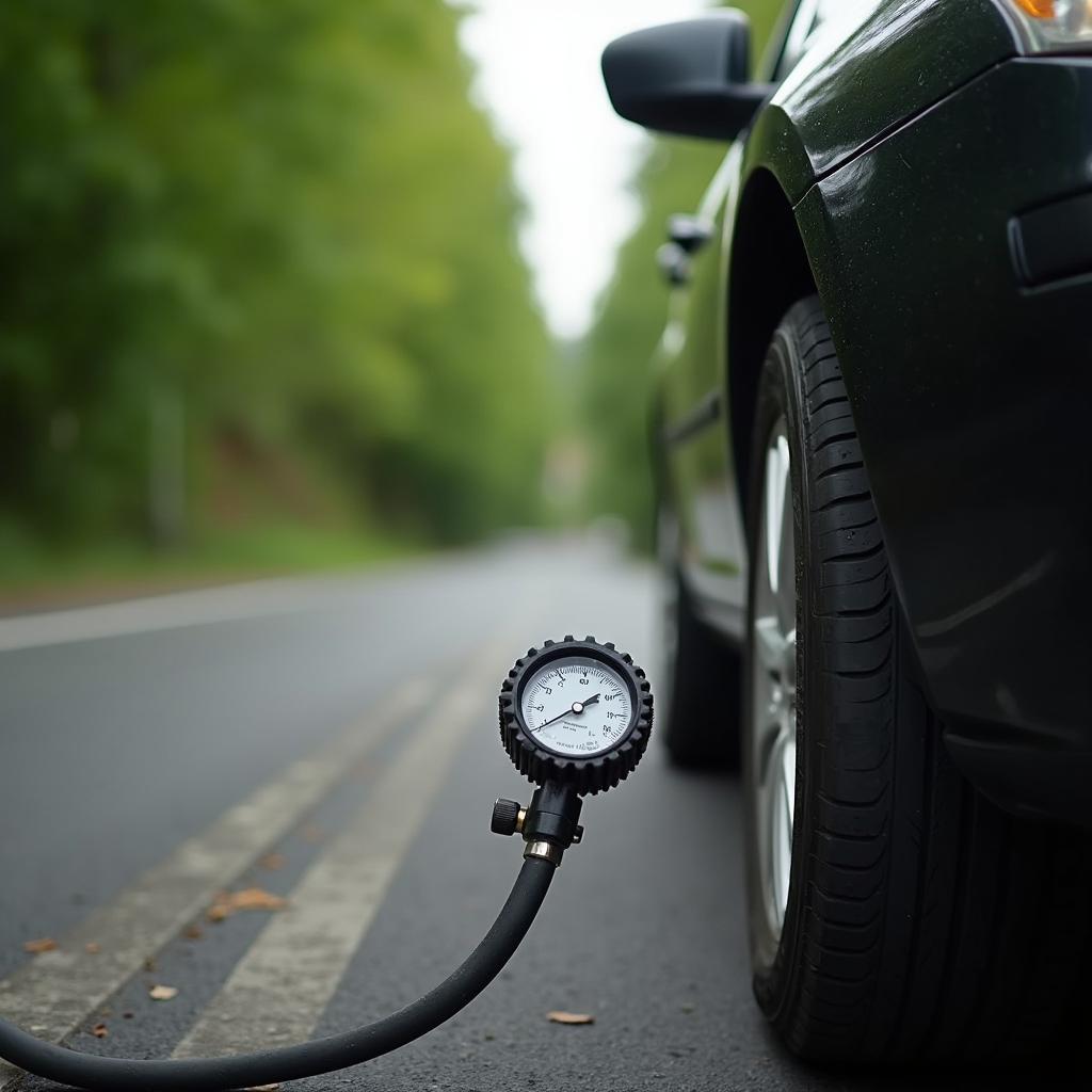 Checking Tire Pressure on a Kent Road