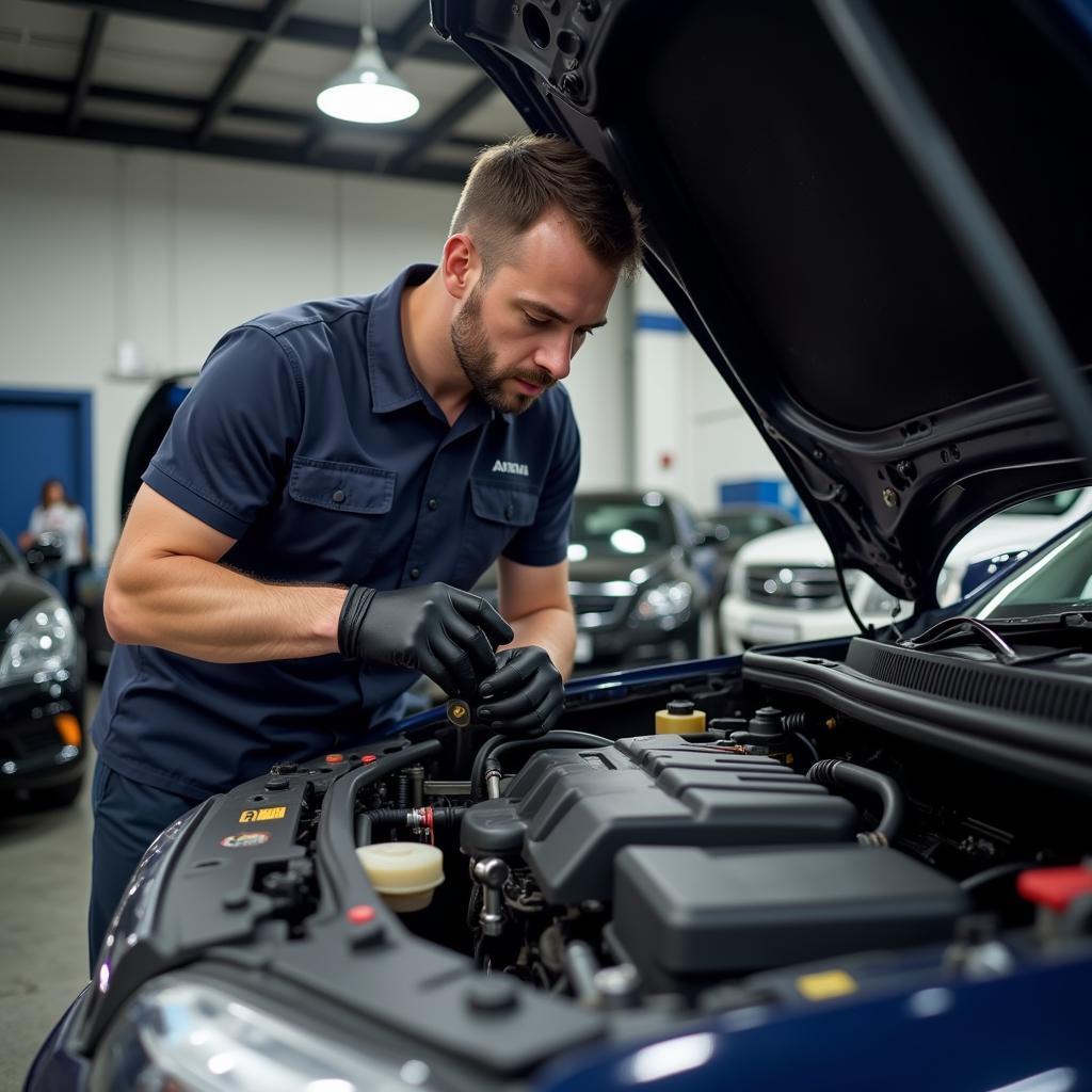 Mechanic Working on a Car in Toowoomba