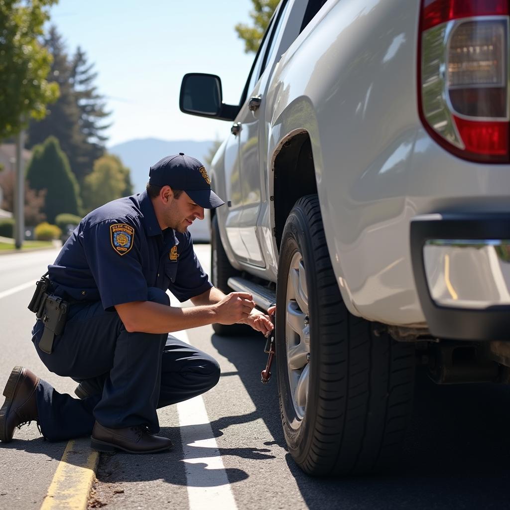 Tow truck driver assisting a motorist in El Cerrito