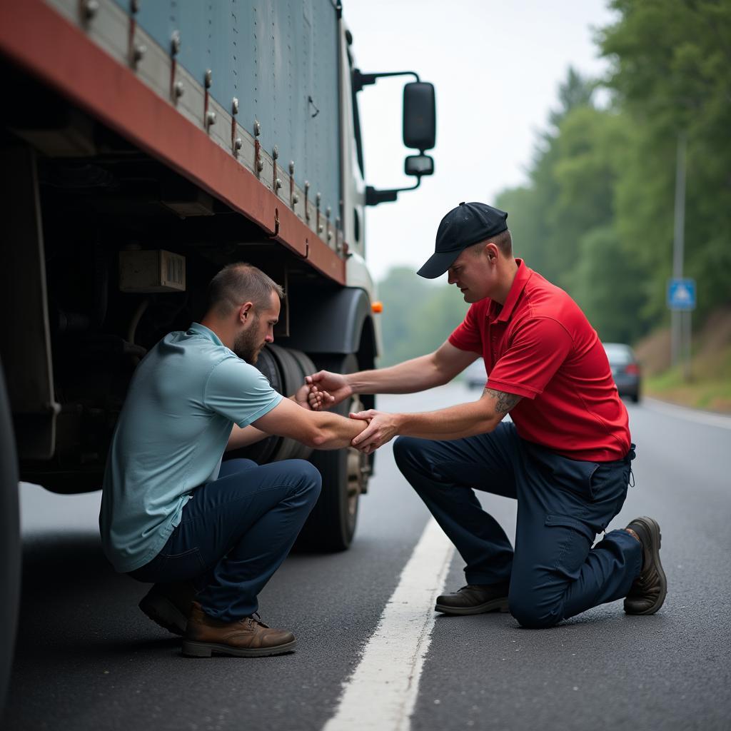 Tow Truck Driver Helping Motorist