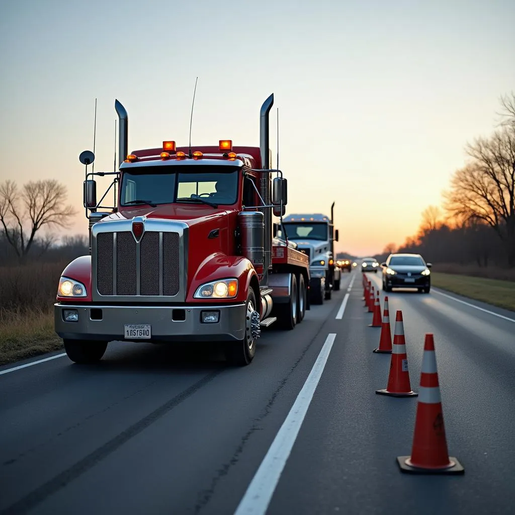 Tow truck assisting a car on the road