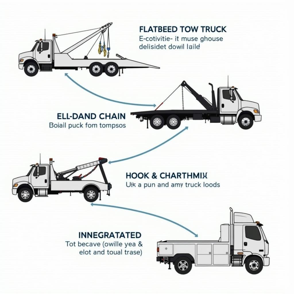 Various types of tow trucks designed for different vehicles.