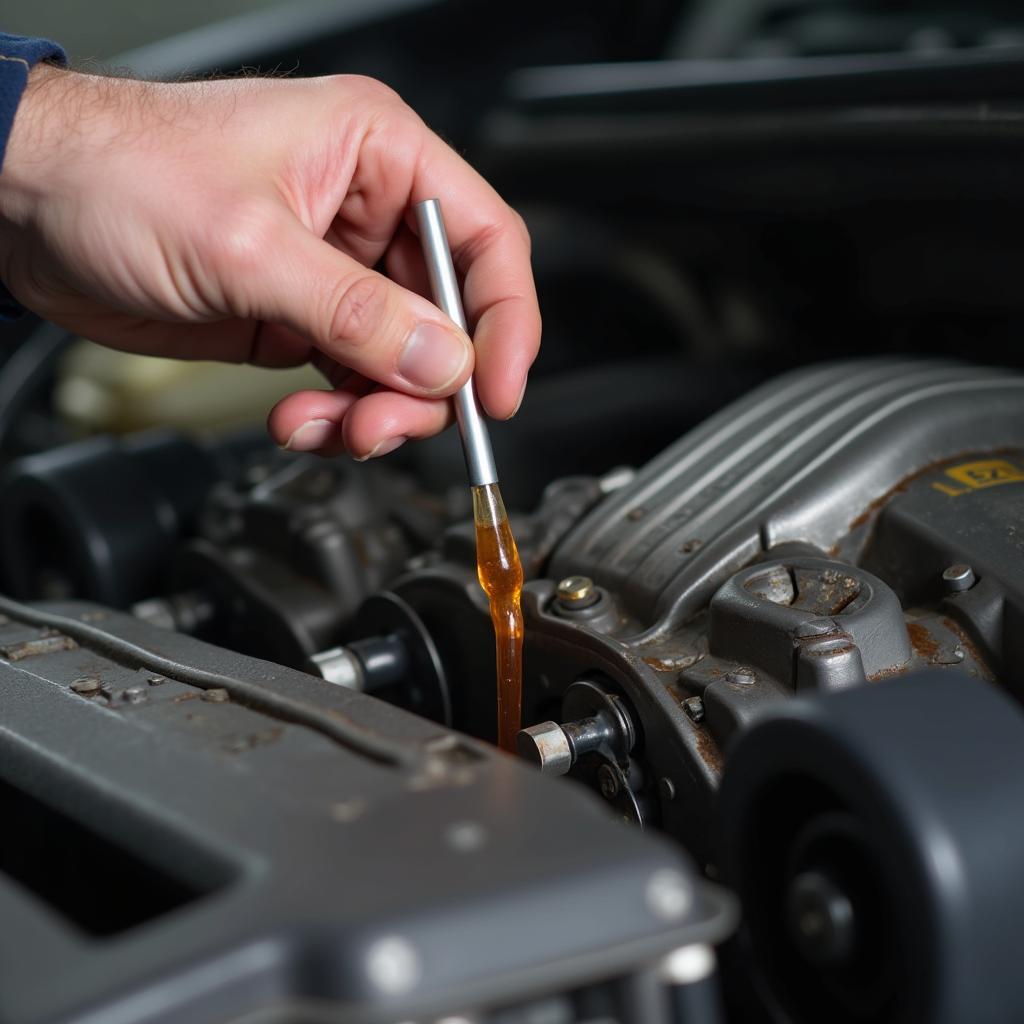 Mechanic checking transmission fluid in Browns Plains