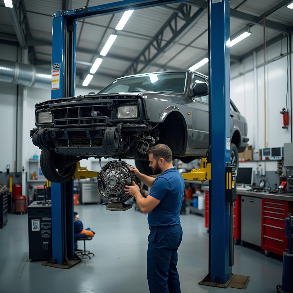 Car undergoing transmission service in Browns Plains