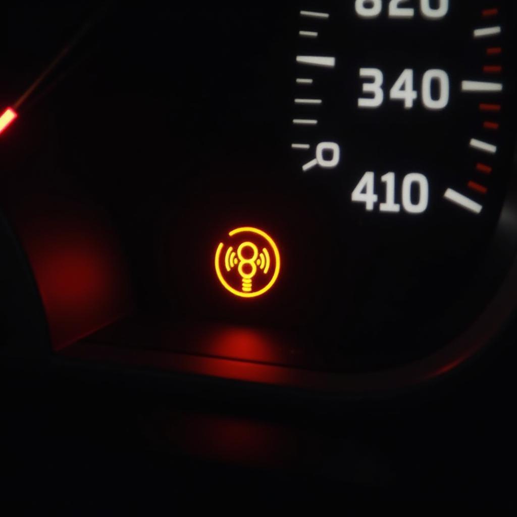 Car Dashboard with Transmission Warning Light