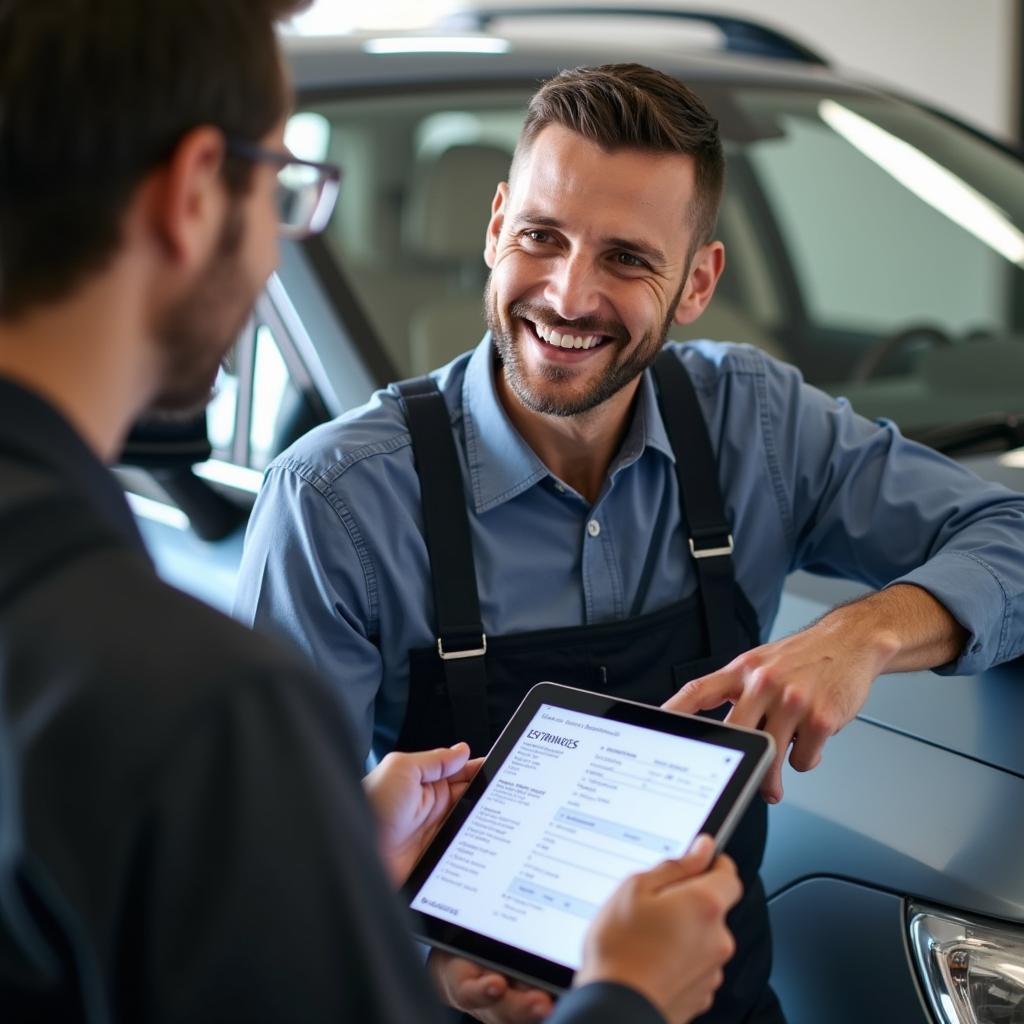 Service Advisor Discussing Repair Options with a Customer