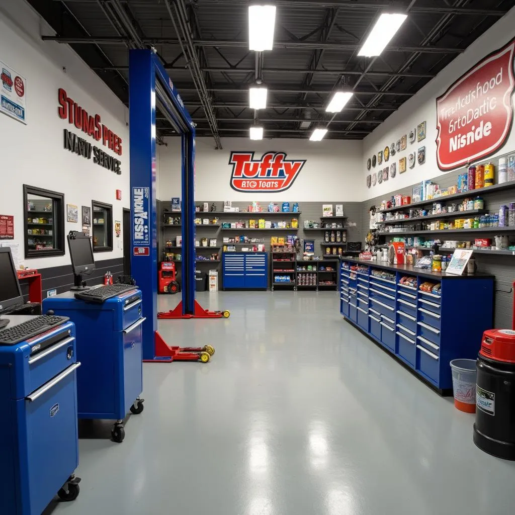 Modern auto service center with specialized equipment.