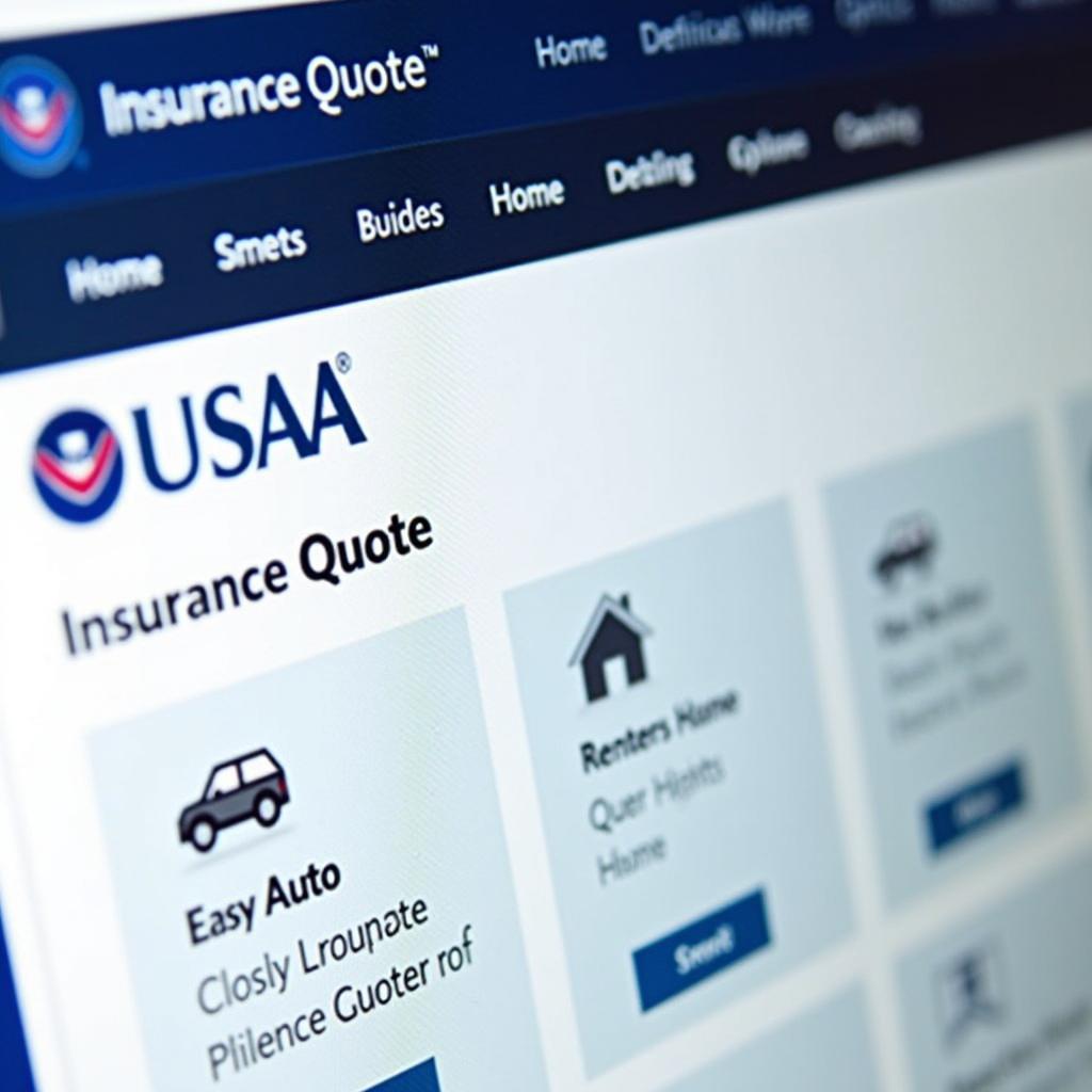 USAA Website Displaying Insurance Quote