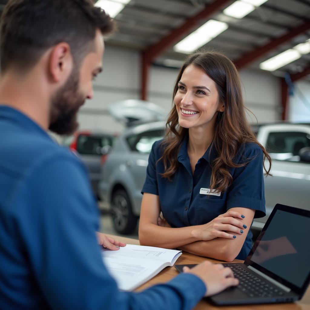 Friendly customer service representative at a Utah auto repair shop