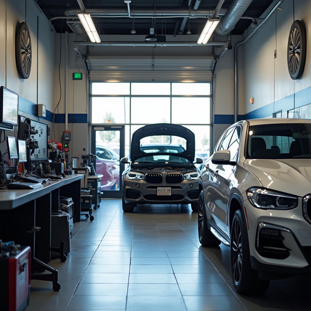 Modern and clean auto repair shop interior in Utah