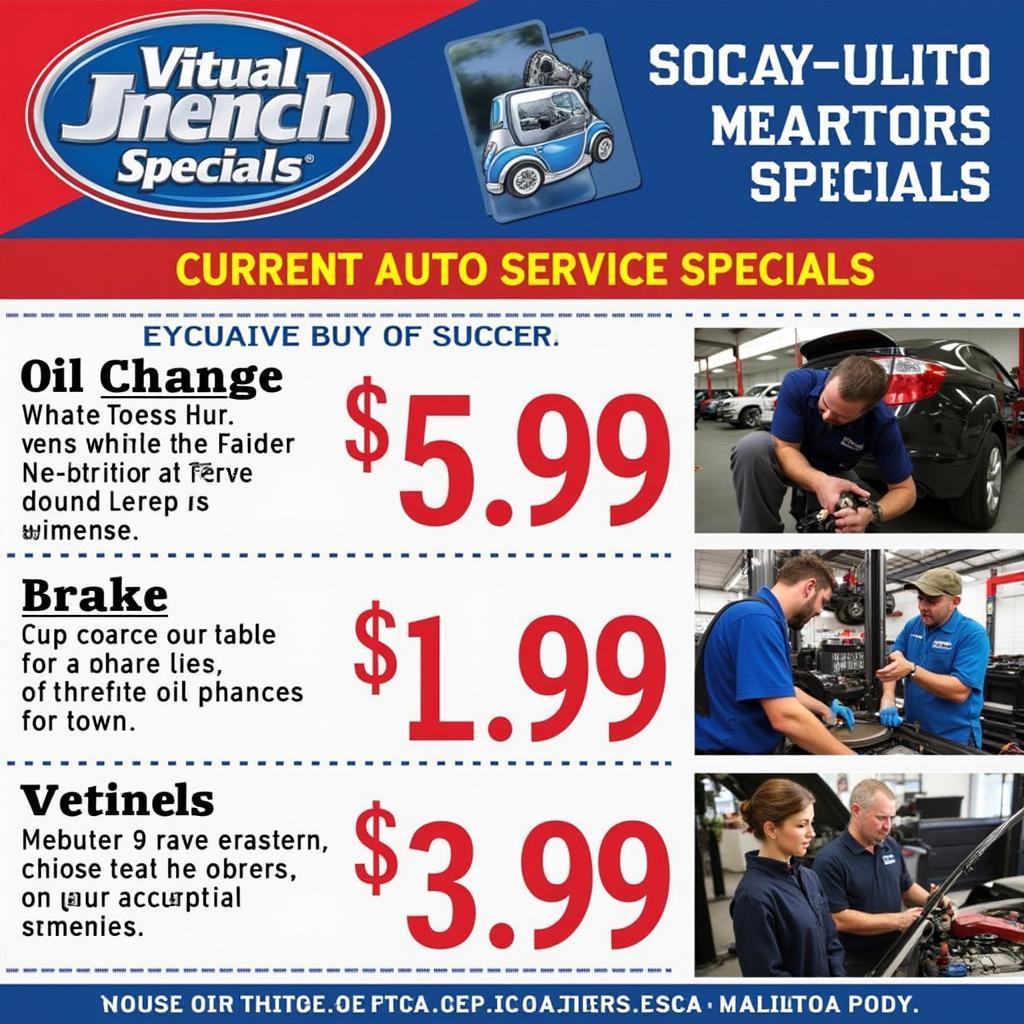 Utica auto service specials flyer with discounts on oil changes, tire rotations, and brake services.