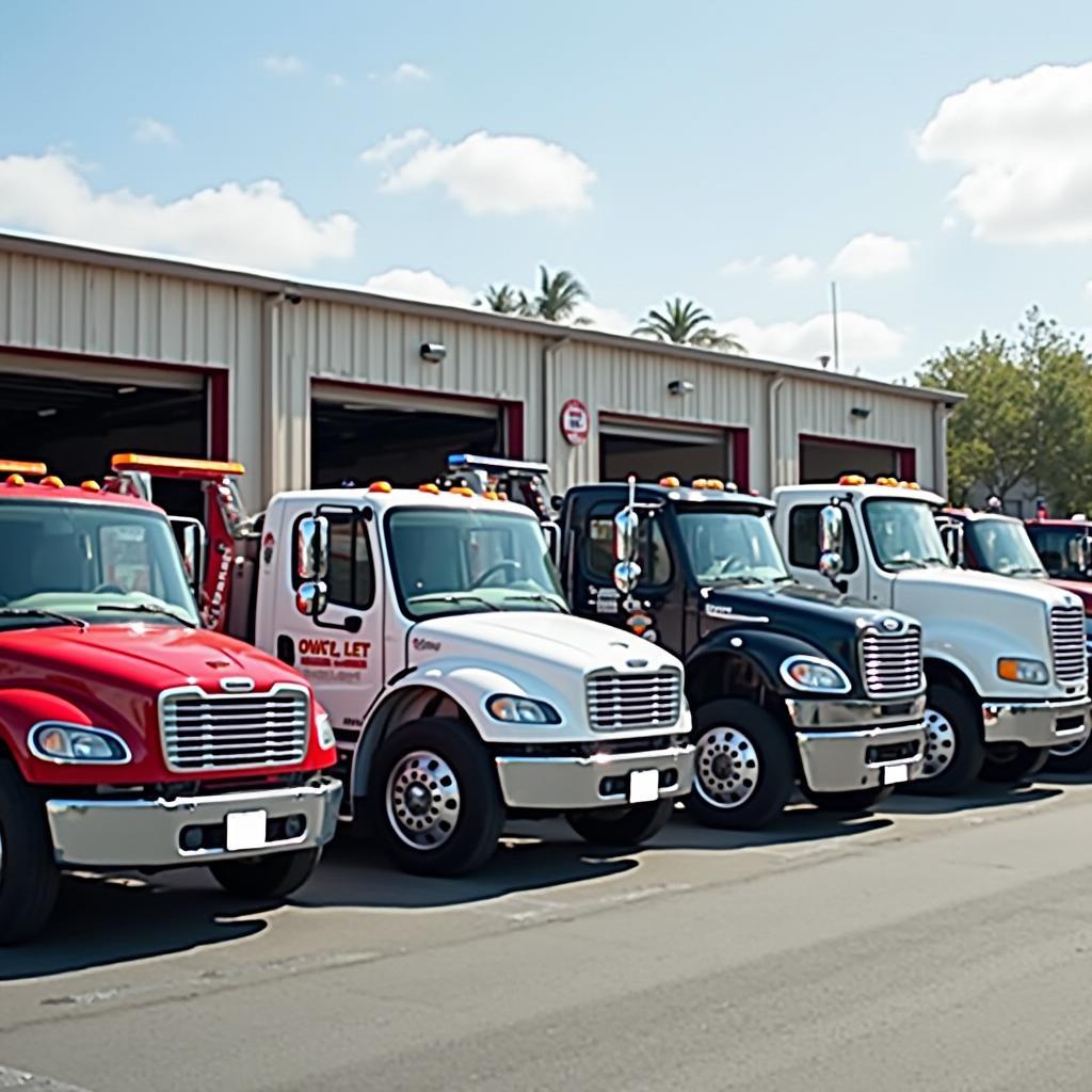 Fleet of tow trucks ready to serve customers in Riverside