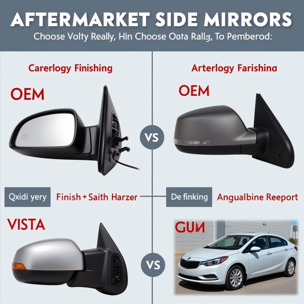 OEM and aftermarket replacement parts for a Vista side mirror