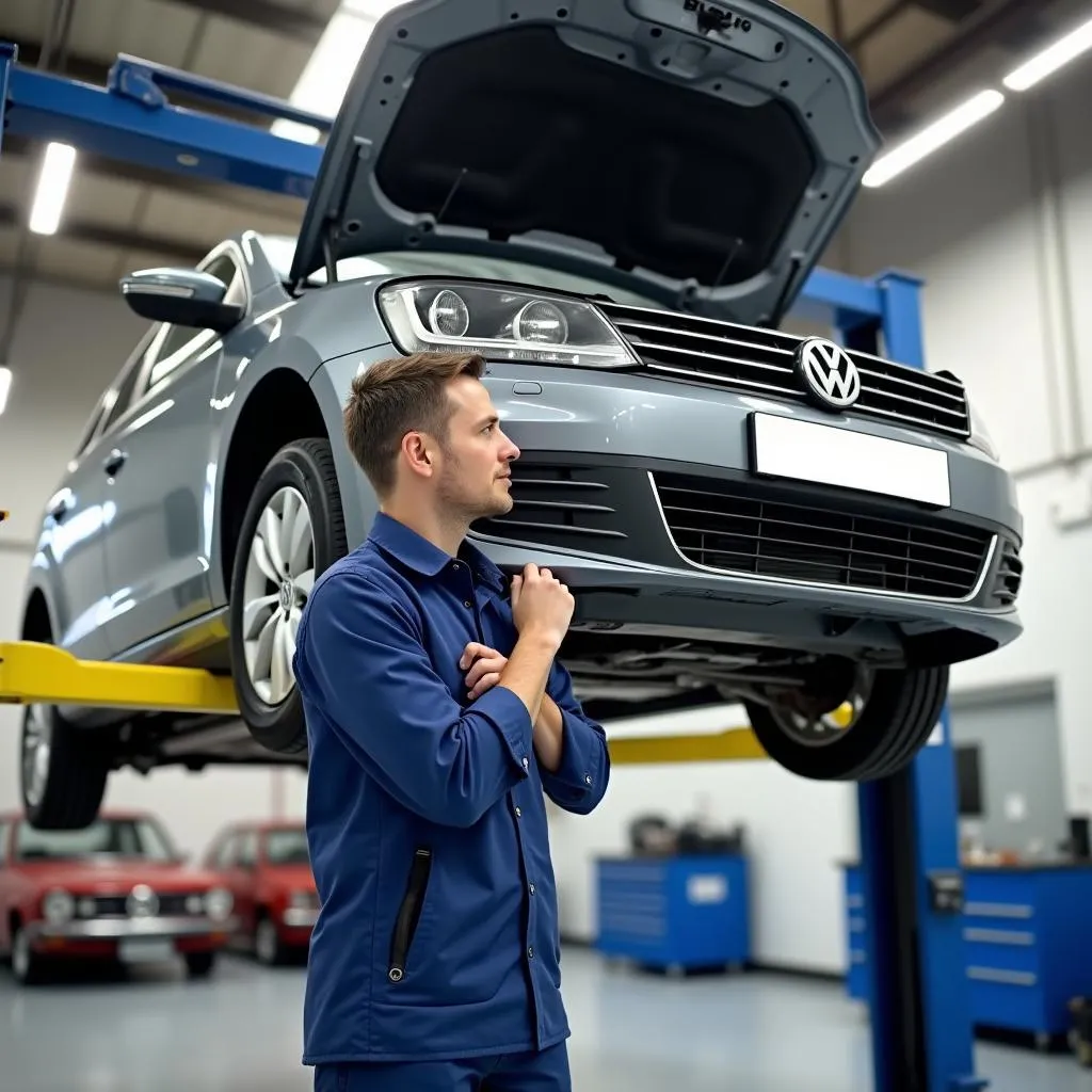 Volkswagen Car on a Lift