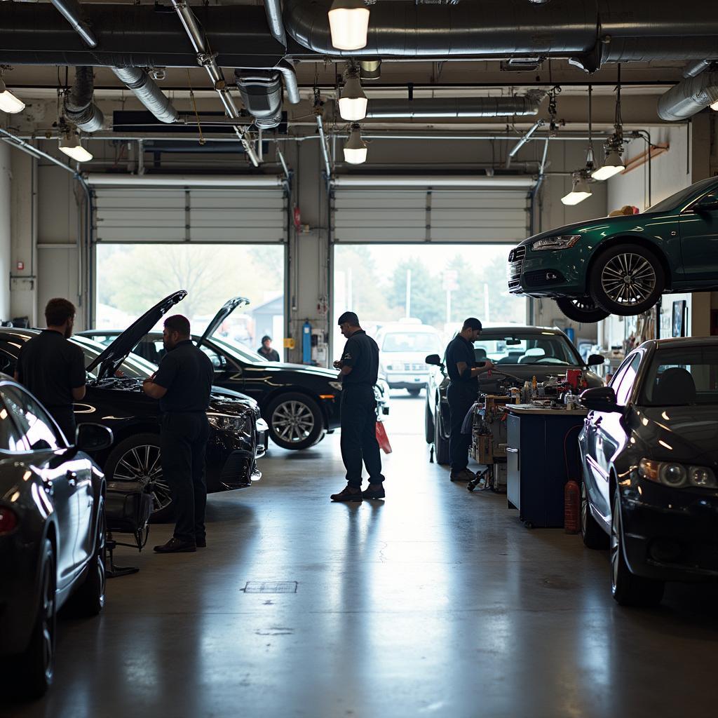 Busy auto repair shop in Wake Forest