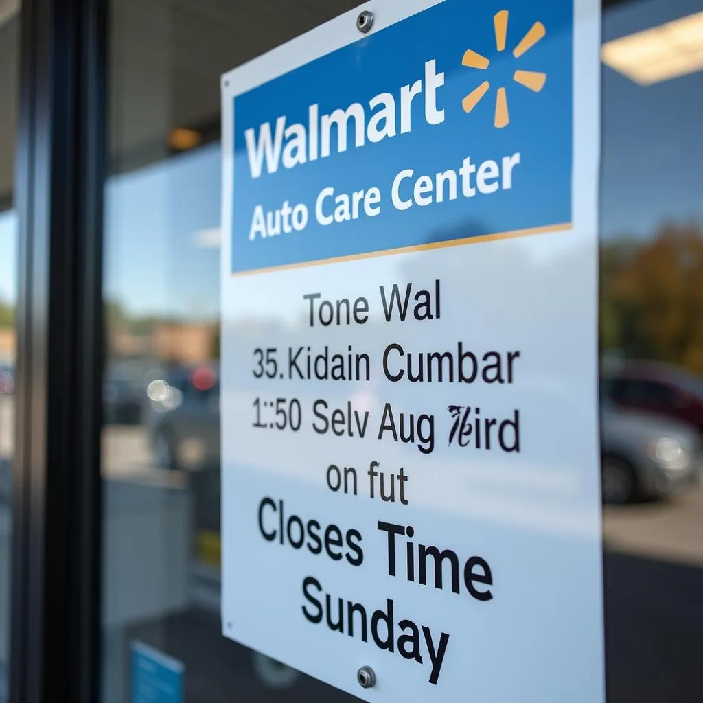 Walmart Auto Care Center Closing Time Sign