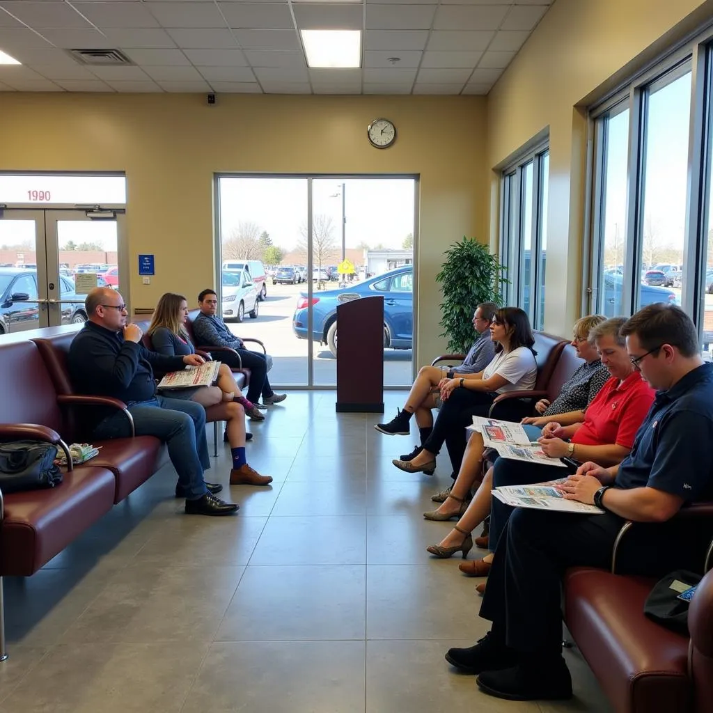 Customers in a Walmart Auto Care Center waiting area