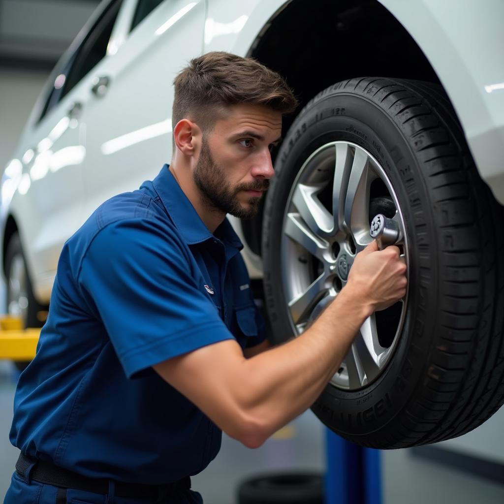 Walmart Auto Service Technician Performing an Oil Change 