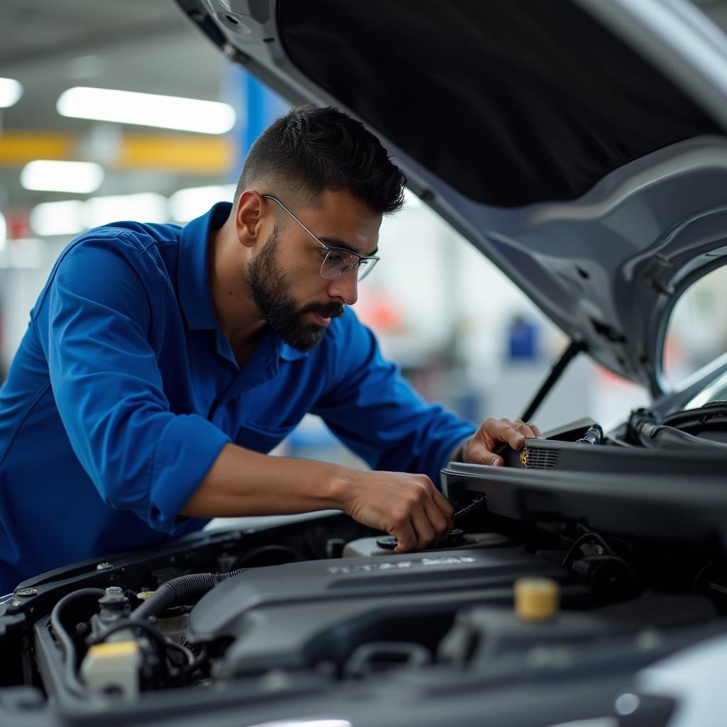 Walmart Auto Service Technician Working on a Car