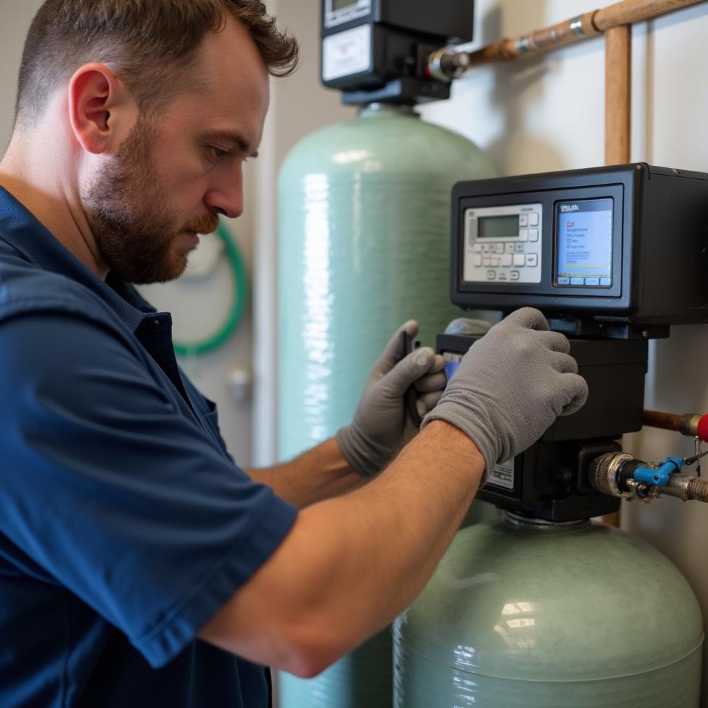 Water Softener Maintenance by a Technician