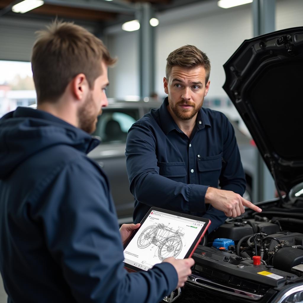 Mechanic Explaining Car Repairs to Customer