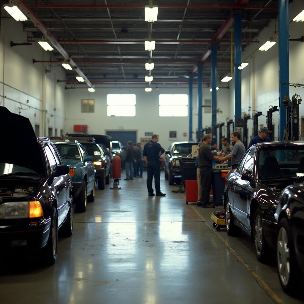 Busy auto repair shop in Western New York