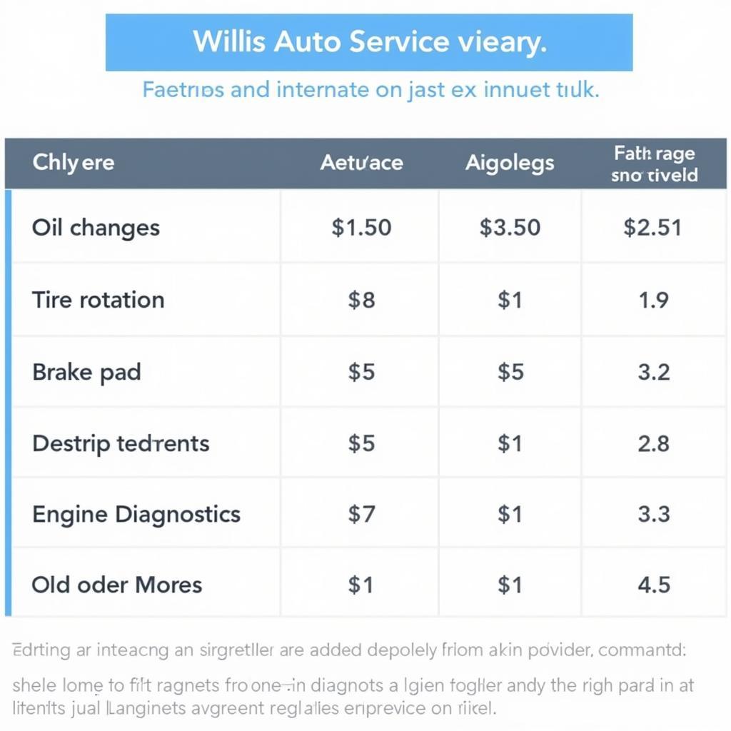 Willis Auto Service Cost Comparison