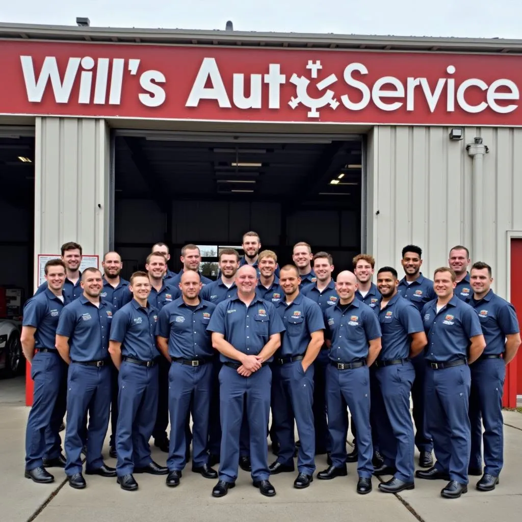 Team photo of Will's Auto Service staff