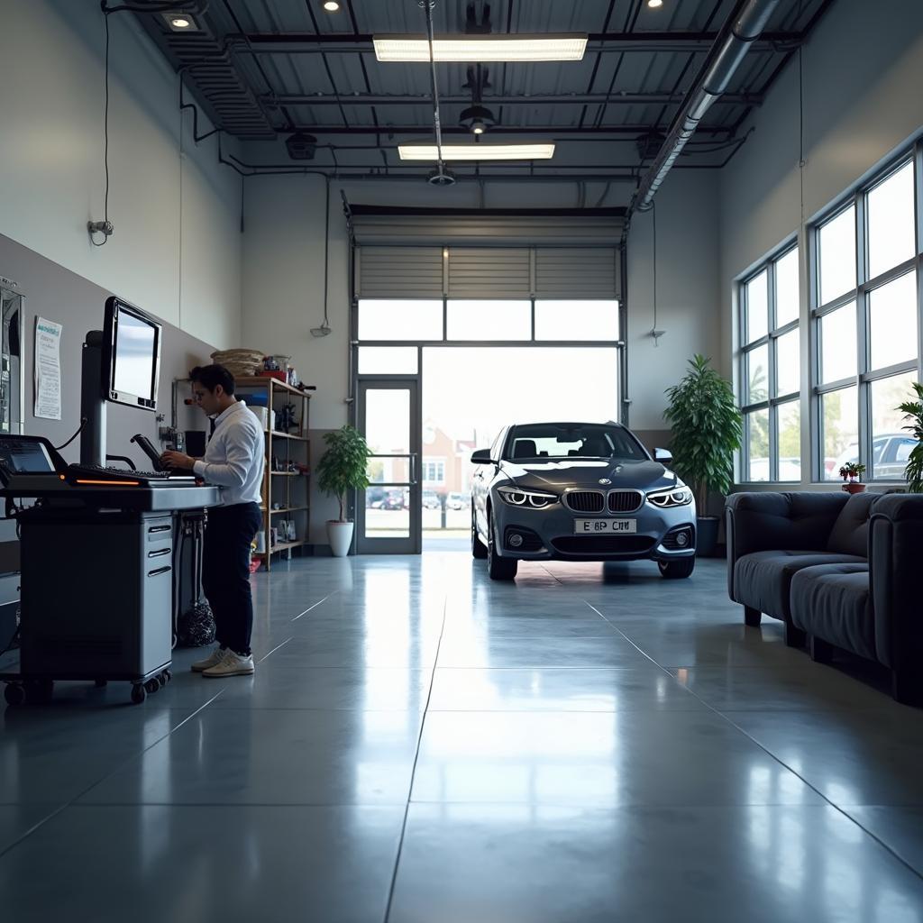 Modern auto service shop interior