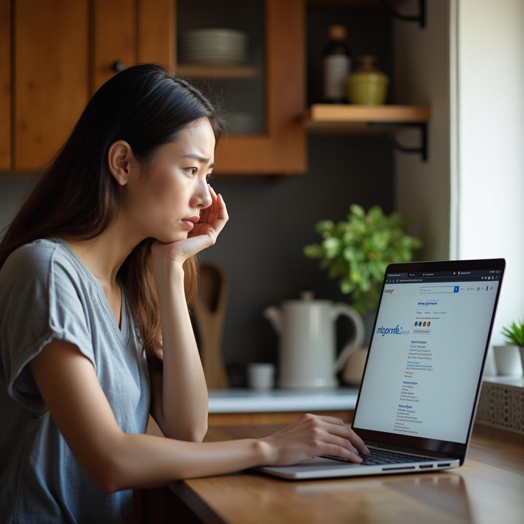 Woman Using Laptop to Find a Mechanic