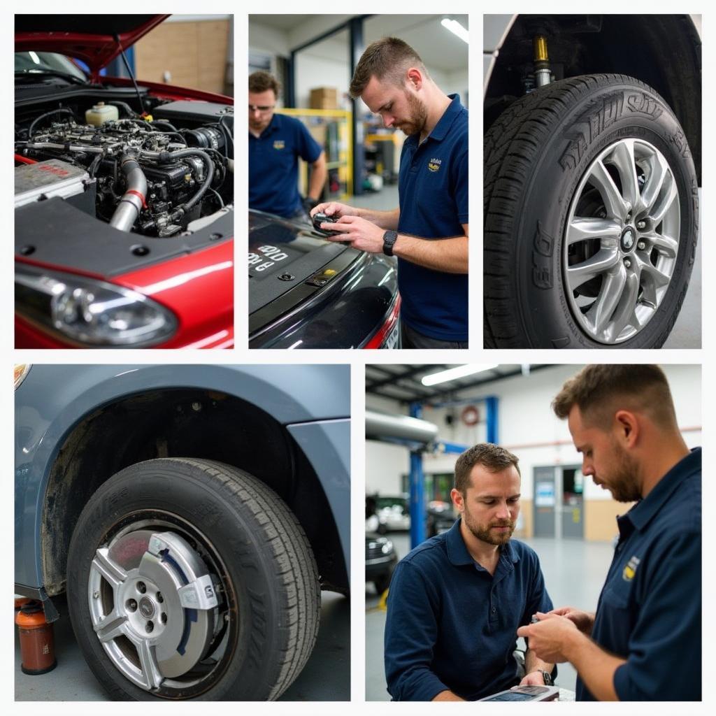 Various auto repair services being performed in a Woodstock garage