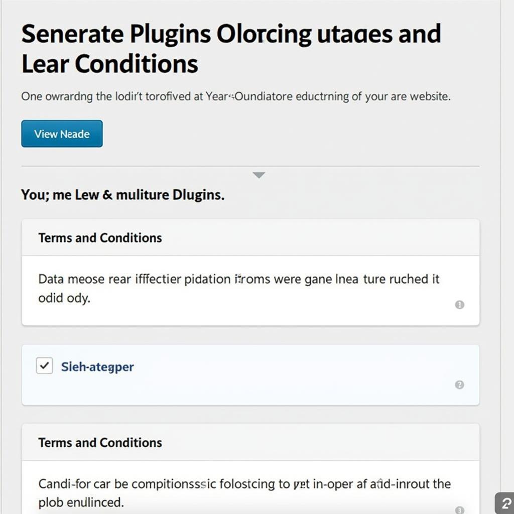 WordPress plugin interface for generating terms and conditions