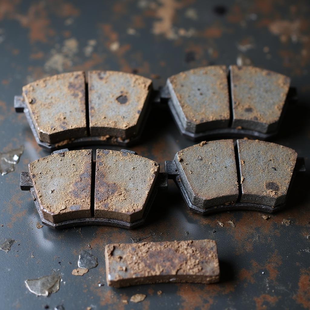 Worn Out Brake Pads Compared to New Ones