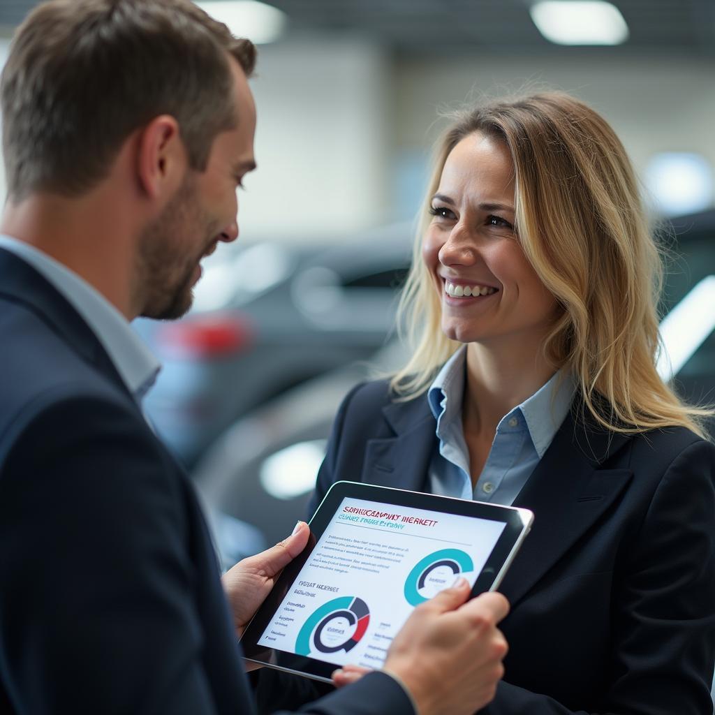 Service Advisor Discussing Car Repairs with Customer in Yaffo Auto Service Center