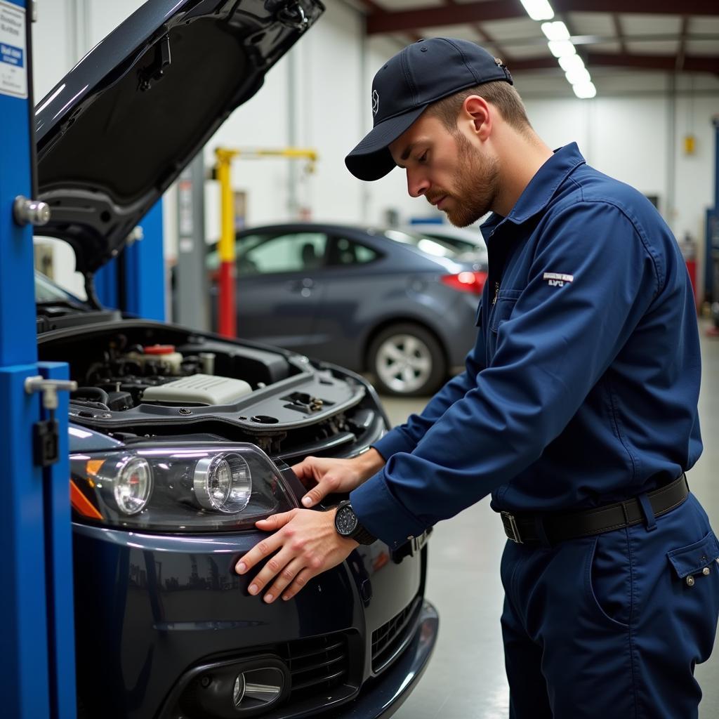 3D Auto Services Mechanic Working on a Car