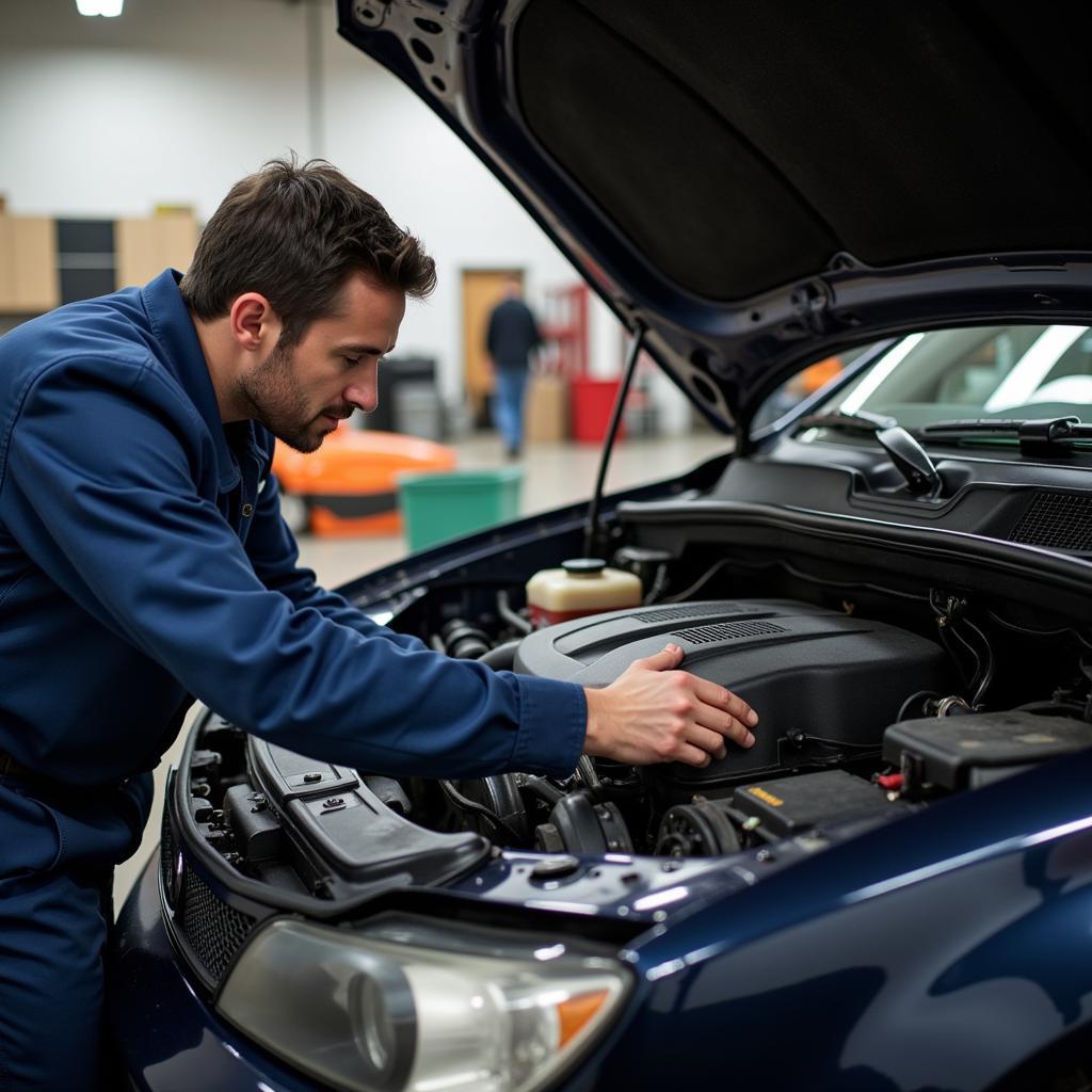 Mechanic working on a car in Duluth GA for 888 auto repair service