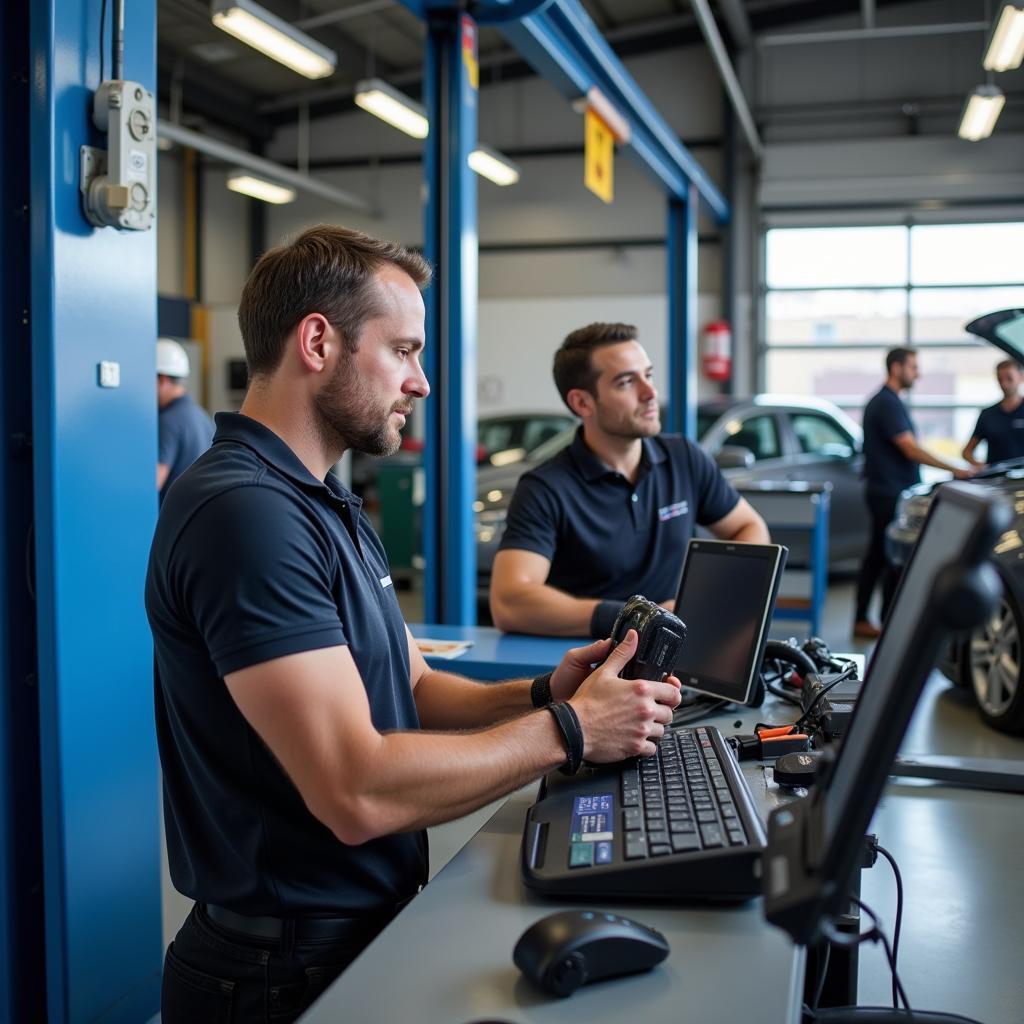 Certified Technicians at an 888 Auto Service Repair Centre