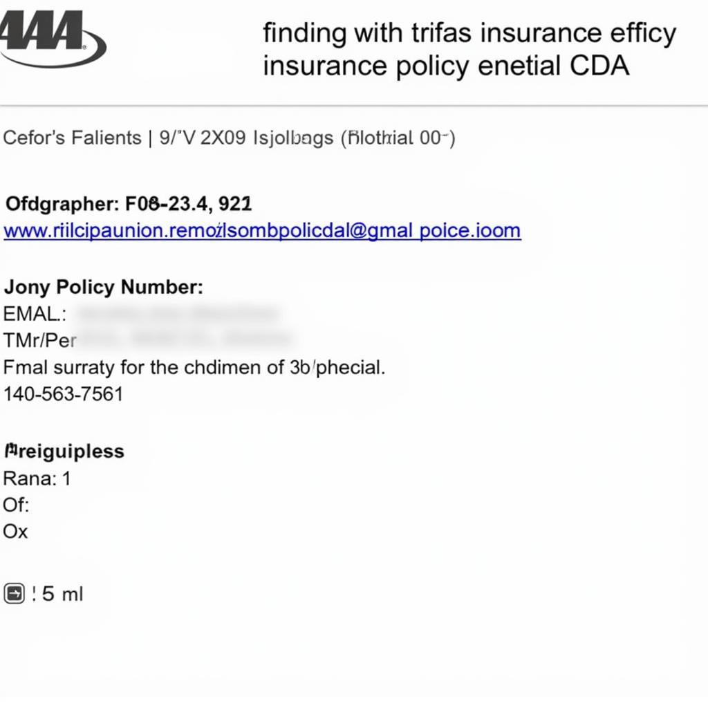 Finding AAA Auto Insurance Customer Service Email on Policy Documents