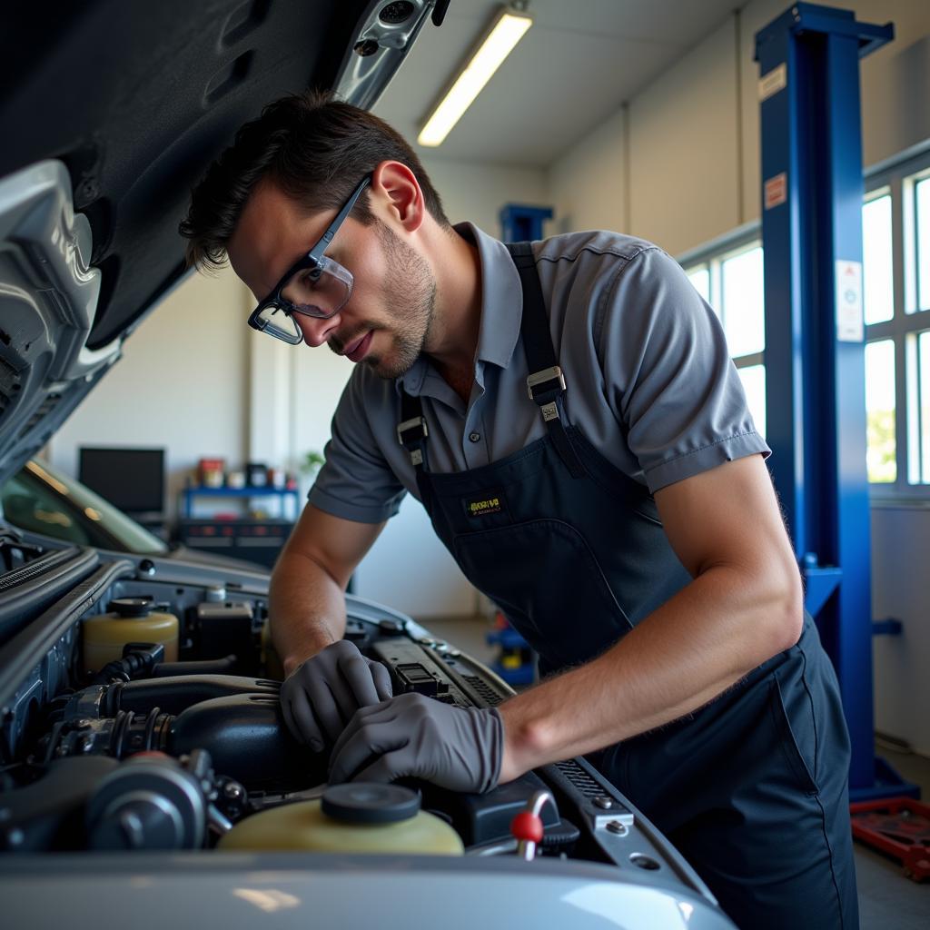 Certified Technician Working on a Car in Lake Buena Vista, FL