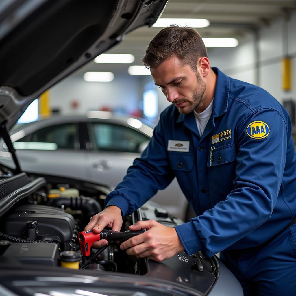 AAA Auto Service Technician Working on a Car in Roseville