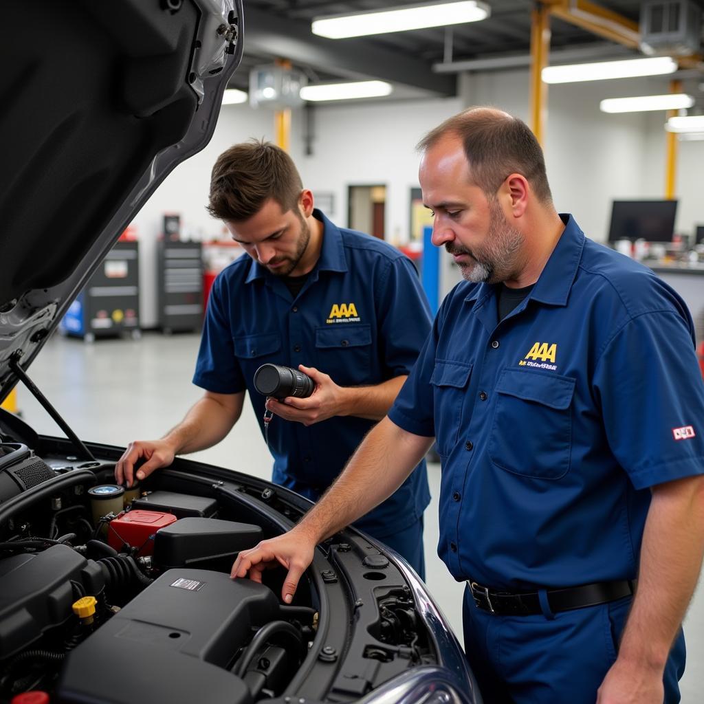 AAA Auto Service White Marsh Technicians Working on a Car