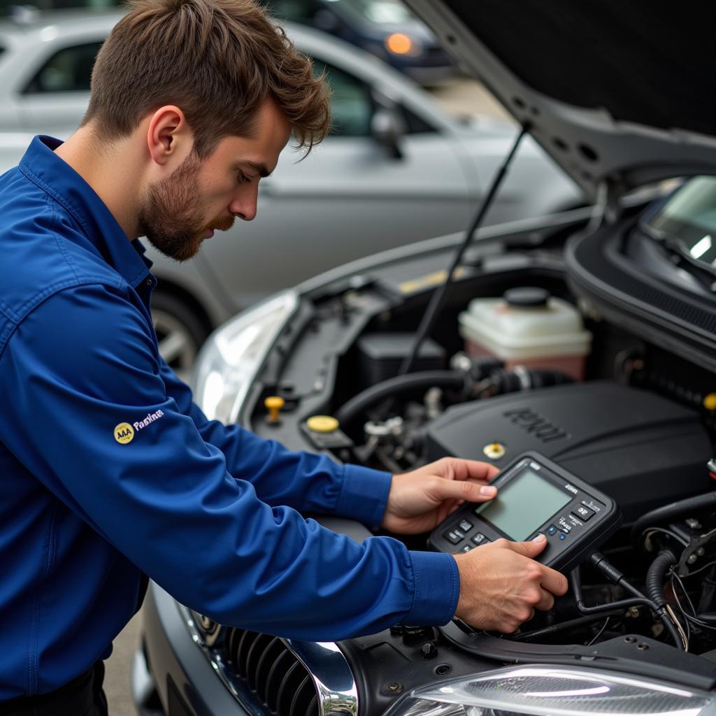 AAA Certified Mechanic Working on a Car