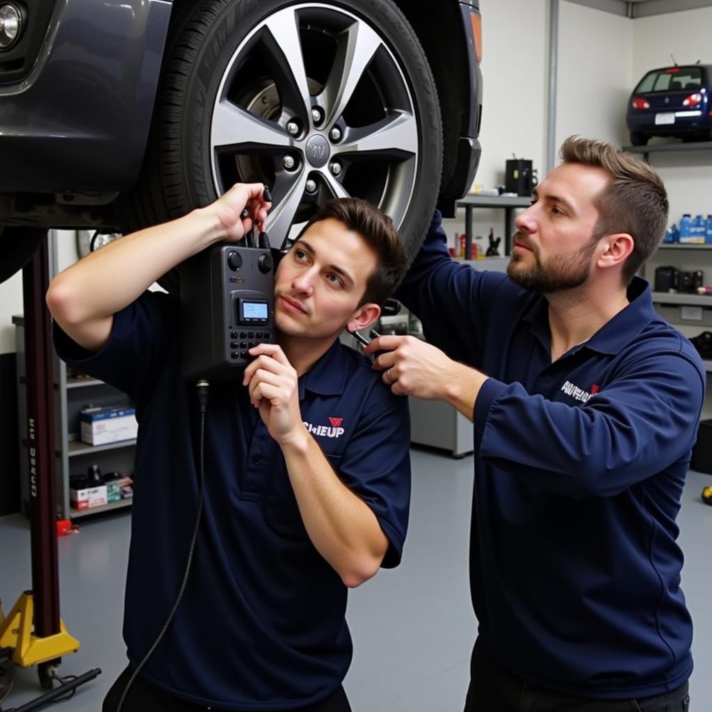 AAA Technicians Working on a Car