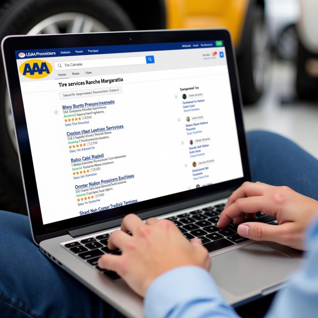 Searching for AAA Tire Service Referrals on the AAA Website